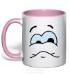 Mug with a colored handle UPSET SMILE light-pink фото