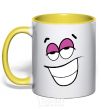 Mug with a colored handle FLIRTING SMILE yellow фото