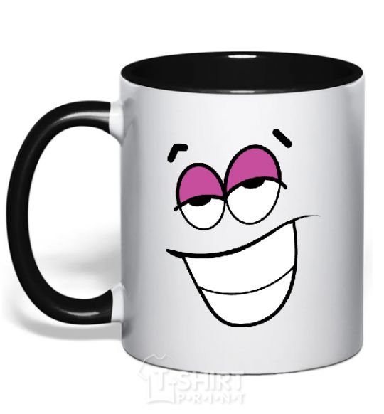 Mug with a colored handle FLIRTING SMILE black фото