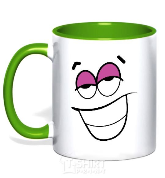 Mug with a colored handle FLIRTING SMILE kelly-green фото