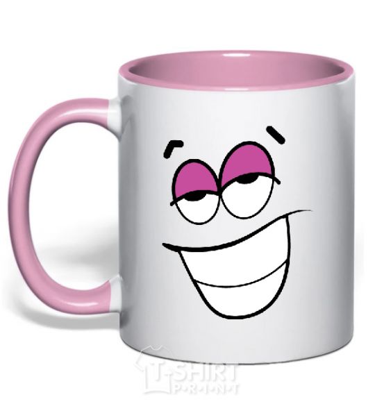 Mug with a colored handle FLIRTING SMILE light-pink фото