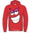 Men`s hoodie FLIRTING SMILE bright-red фото