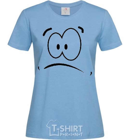 Women's T-shirt SHOCKED SMILE sky-blue фото