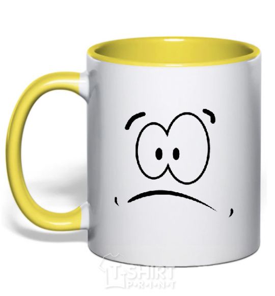 Mug with a colored handle SHOCKED SMILE yellow фото