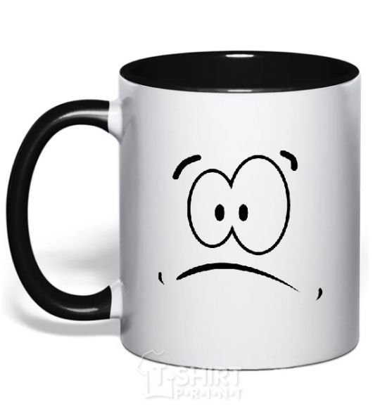 Mug with a colored handle SHOCKED SMILE black фото