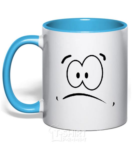 Mug with a colored handle SHOCKED SMILE sky-blue фото