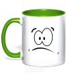 Mug with a colored handle SHOCKED SMILE kelly-green фото