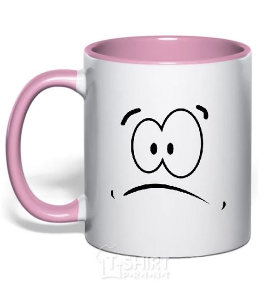 Mug with a colored handle SHOCKED SMILE light-pink фото