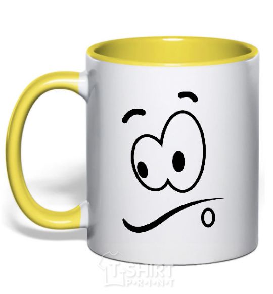 Mug with a colored handle STARRING SMILE yellow фото