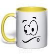 Mug with a colored handle STARRING SMILE yellow фото