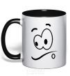 Mug with a colored handle STARRING SMILE black фото