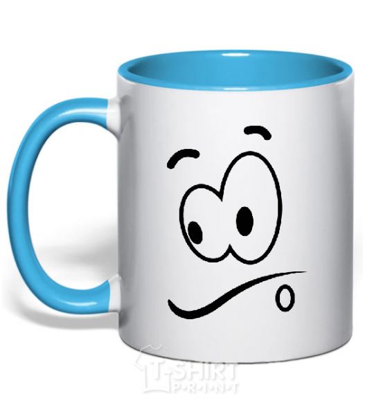Mug with a colored handle STARRING SMILE sky-blue фото