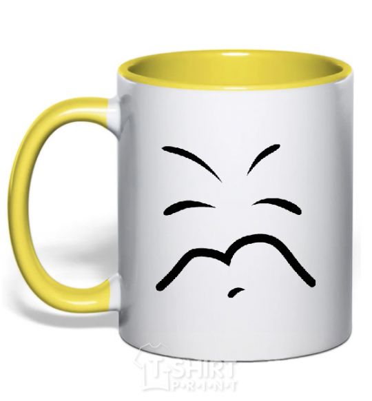 Mug with a colored handle SLEEPY SMILE yellow фото