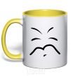 Mug with a colored handle SLEEPY SMILE yellow фото