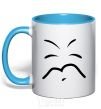 Mug with a colored handle SLEEPY SMILE sky-blue фото
