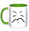 Mug with a colored handle SLEEPY SMILE kelly-green фото
