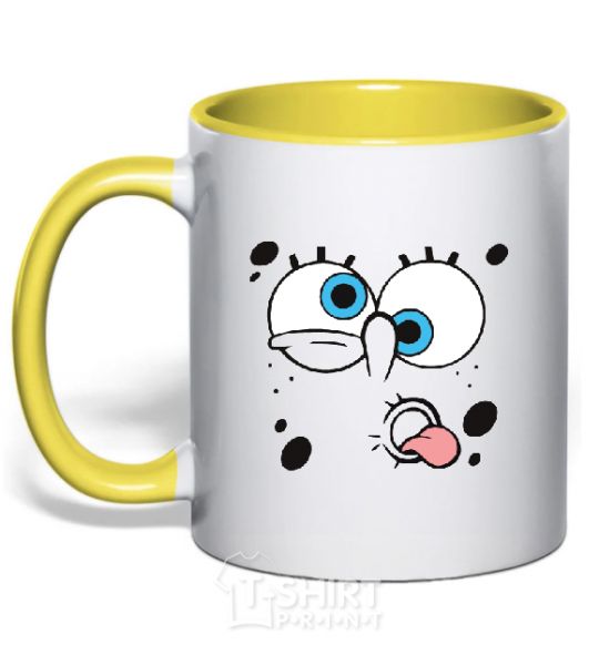 Mug with a colored handle SPUNCH BOB screams yellow фото