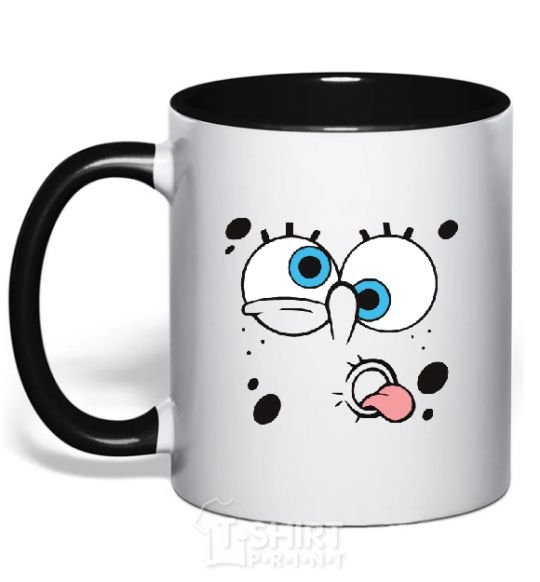 Mug with a colored handle SPUNCH BOB screams black фото