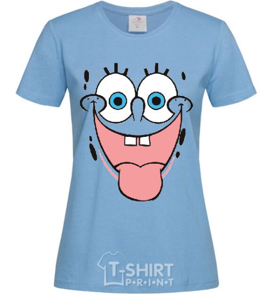 Женская футболка SPUNCH BOB лицо показывающее язык Голубой фото