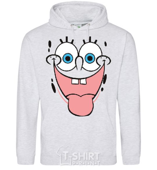 Men`s hoodie SPUNCH BOB face showing his tongue sport-grey фото