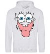 Men`s hoodie SPUNCH BOB face showing his tongue sport-grey фото