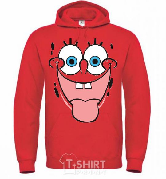 Men`s hoodie SPUNCH BOB face showing his tongue bright-red фото