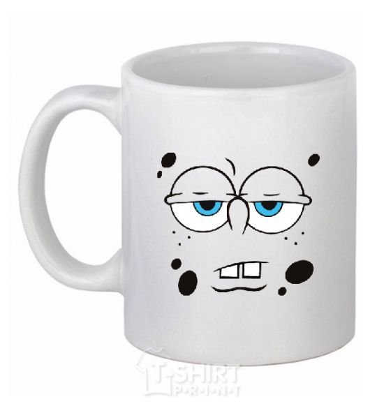 Ceramic mug SPUNCH BOB tired face White фото