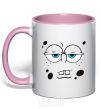 Mug with a colored handle SPUNCH BOB tired face light-pink фото