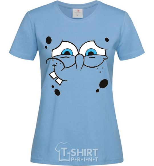 Women's T-shirt SPUNCH BOB shy face sky-blue фото