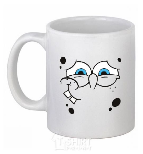 Ceramic mug SPUNCH BOB shy face White фото