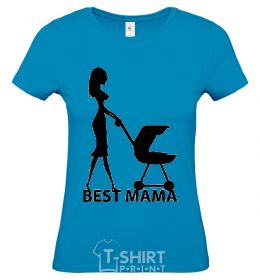 Women's T-shirt BEST MAMA sky-blue фото