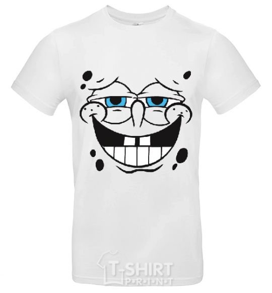 Мужская футболка SPUNCH BOB лицо с довольной улыбкой Белый фото