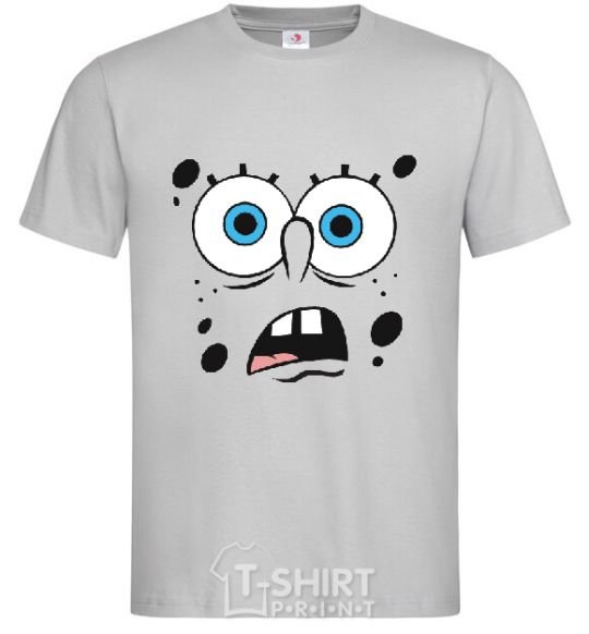 Men's T-Shirt SPUNCH BOB surprised face. grey фото