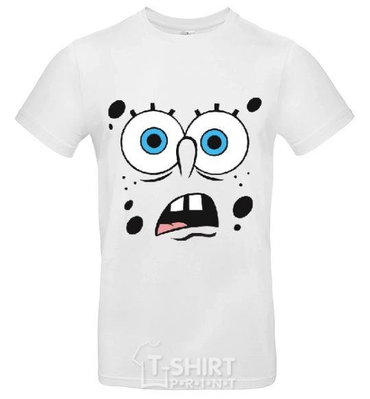 Men's T-Shirt SPUNCH BOB surprised face. White фото