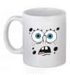 Ceramic mug SPUNCH BOB surprised face. White фото