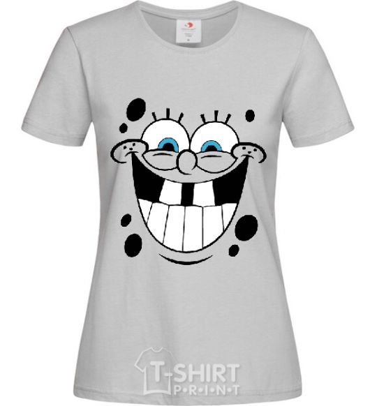 Women's T-shirt SPUNCH BOB happy face grey фото