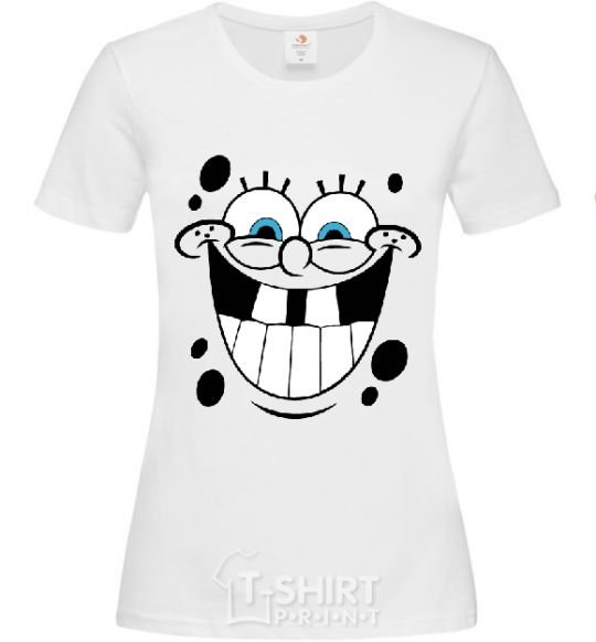 Women's T-shirt SPUNCH BOB happy face White фото