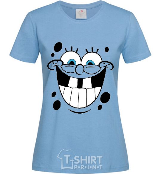 Women's T-shirt SPUNCH BOB happy face sky-blue фото