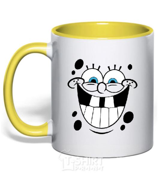 Чашка с цветной ручкой SPUNCH BOB счастливое лицо Солнечно желтый фото