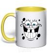 Mug with a colored handle SPUNCH BOB happy face yellow фото