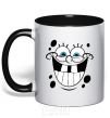 Mug with a colored handle SPUNCH BOB happy face black фото