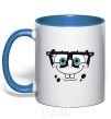 Mug with a colored handle SPUNCH BOB is the face of a smart-ass royal-blue фото