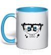 Mug with a colored handle SPUNCH BOB is the face of a smart-ass sky-blue фото