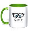 Mug with a colored handle SPUNCH BOB is the face of a smart-ass kelly-green фото