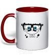 Mug with a colored handle SPUNCH BOB is the face of a smart-ass red фото