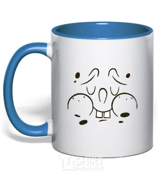 Mug with a colored handle SPUNCH BOB'S puzzled face royal-blue фото