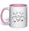 Mug with a colored handle SPUNCH BOB'S puzzled face light-pink фото