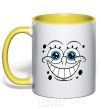 Mug with a colored handle SPUNCH BOB ухмыляющееся лицо yellow фото