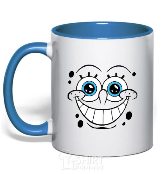 Mug with a colored handle SPUNCH BOB ухмыляющееся лицо royal-blue фото