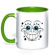Mug with a colored handle SPUNCH BOB ухмыляющееся лицо kelly-green фото